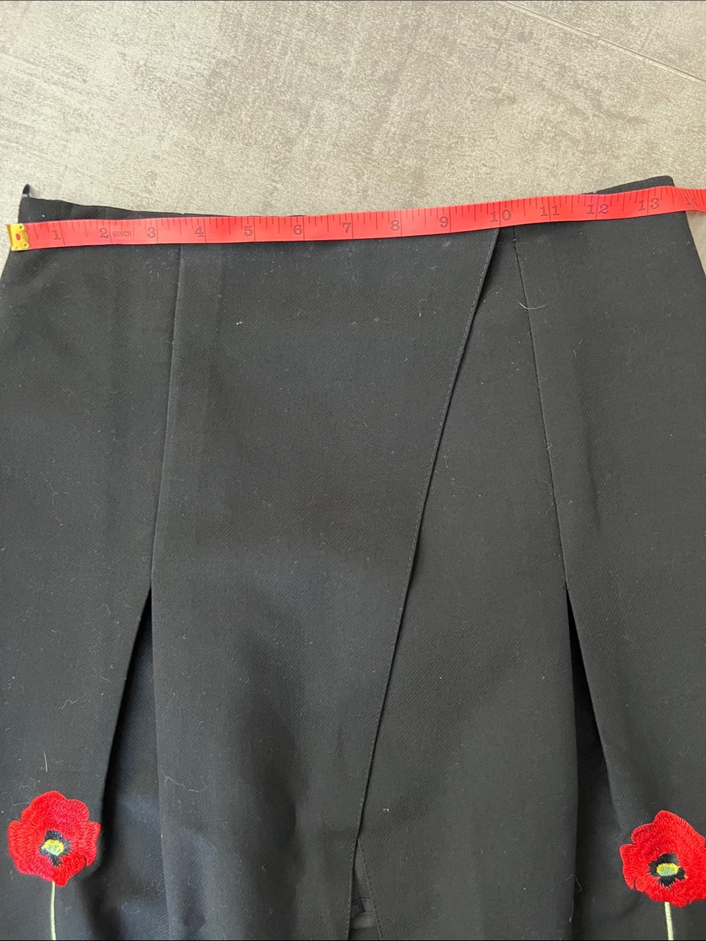 Chicwish Black A-Line Skirt with Red Floral Embroidery - Picture 6 of 7